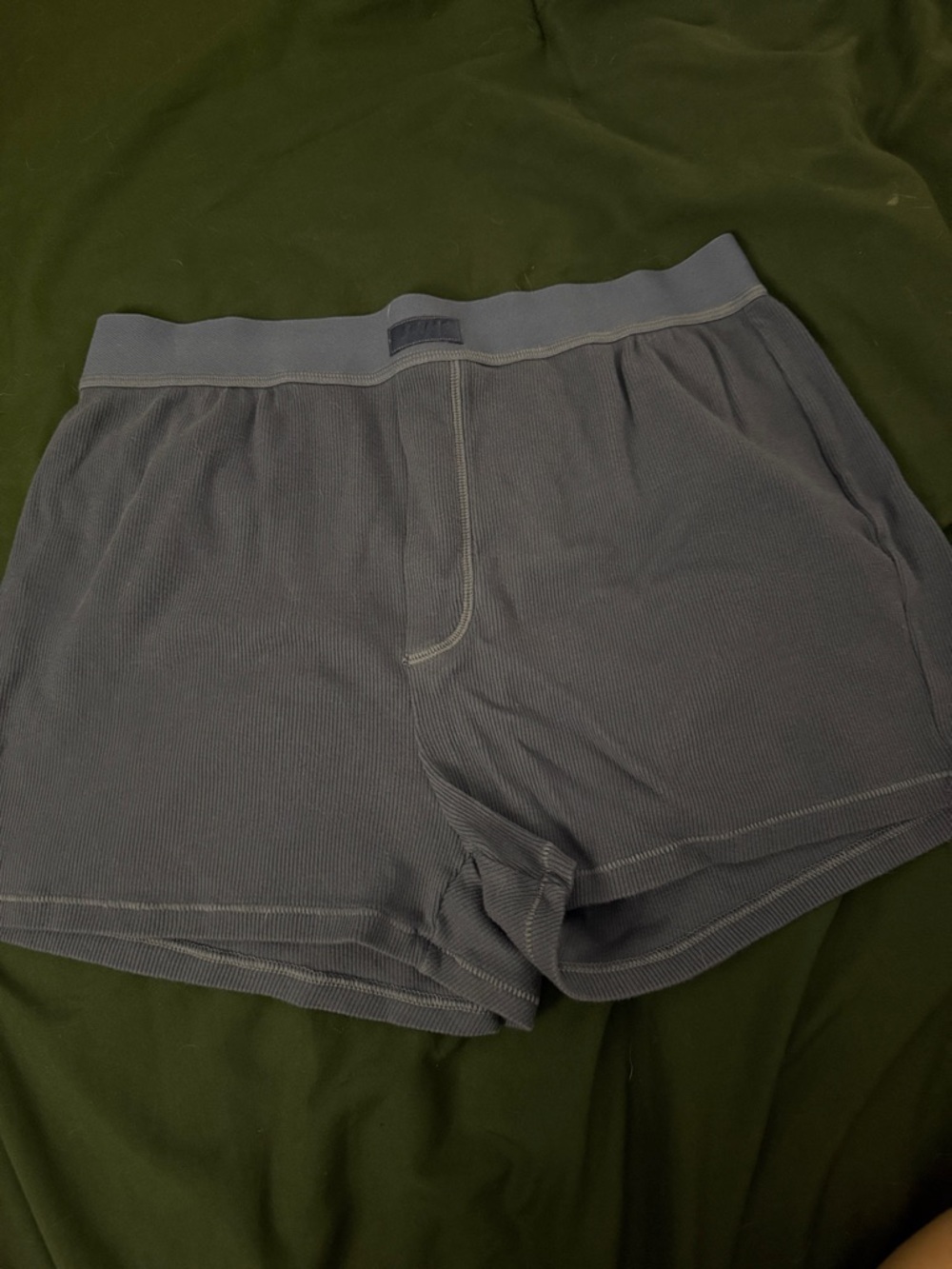 SKIMS Ribbed Boxer Shorts in Slate Blue